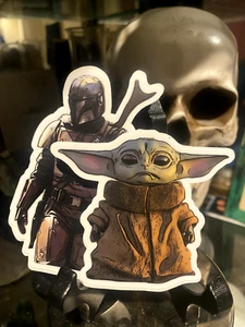 2 Sticker Lot Grogu Mandalorian Star Wars Yoda 4" - Picture 1 of 3