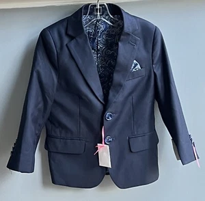 Isaac Mizrahi Sports Coat Blazer Boy Sz 4 Slim Navy Blue Two Button NEW W TAGS - Picture 1 of 8