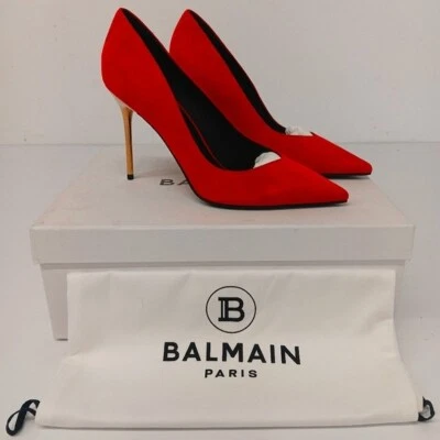 Tacones de aguja Balmain para mujer rojo y dorado rubí escote - EU37/US7 Foto 1 de 4