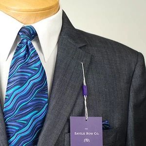 42L  SAVILE ROW 2 Button Blue & Black Men's Sport Coat  42 Long - S62 - Picture 1 of 7