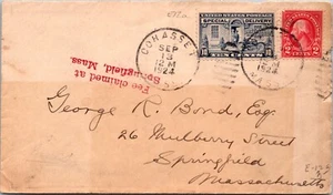 UNITED STATES 1924 POSTAL HISTORY SPECIAL DELIVERY COVER ADDR MASS CANC COHASSET - Picture 1 of 2