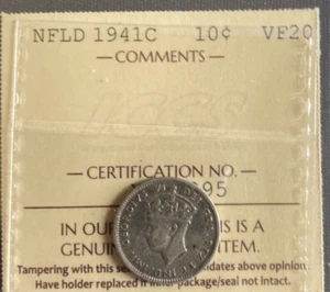 Newfoundland - 10 Cents - 1941C - ICCS Certified  - VF-20 - Picture 1 of 3