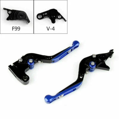 Adjustable Folding Extendable Brake Clutch Levers For Aprilia RSV4 FACTORY Blue. - Image 1 of 4