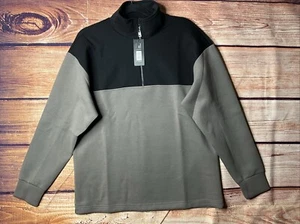 Elie Tahari Mens Black /Mushroom Sweater Medium 1/4 Zip - Picture 1 of 5