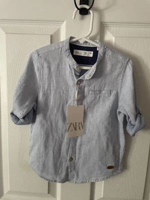 Zara Light Blue Button Down Shirt Size 3-4yrs NWT - Image 1 of 3