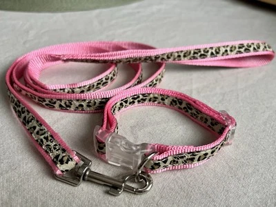 Hunde Halsband Leine Set Pink Rosa Leopard Nylon - Bild 1 von 4