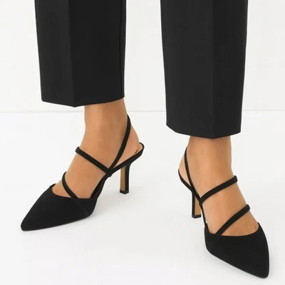 Ann Taylor tamanho 8 tiras estilo bomba de camurça assimétrica # 603186 NOVO - Imagem 1 de 4