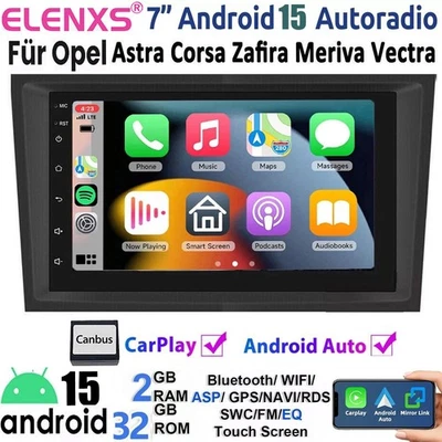 Android 15 Autoradio CarPlay Für Opel Astra H Corsa C D Zafira B GPS Navi BT RDS - Bild 1 von 4