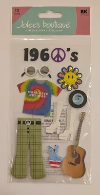 Pegatinas de álbumes de recortes hippies de Jolee's de los años 60 RARAS Foto 1 de 2