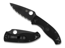 Spyderco C122SBBK Tenacious Lightweight Black Blade Serrated FRN Knife
