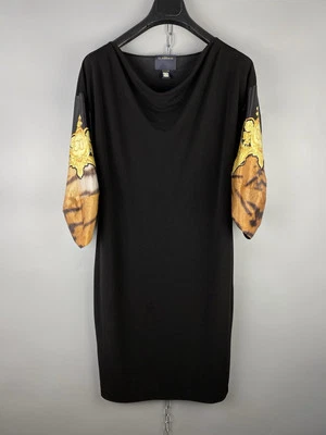 Maxi Vestido Túnica Roberto Cavalli Clase Lujo Nylon Manga 3/4 Patrón Largo Talla M Foto 1 de 4