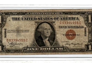 $1"HAWAII" (WORLD WAR 2 NOTE) 1935-A (BROWN SEAL) "HAWAII  CURRENCY" NICE!!! - Picture 1 of 3