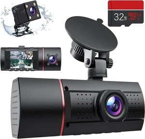 Cámara de tablero interior delantera y trasera de 3 canales, cámara de tablero 1080P para automóviles con SD... - Imagen 1 de 6