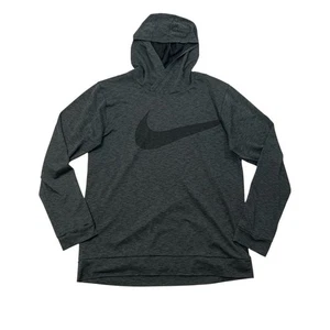 Nike Hoodie Boys XL Charcoal Gray Dri Fit Breathe Training Swoosh Logo Pullover - Picture 1 of 10
