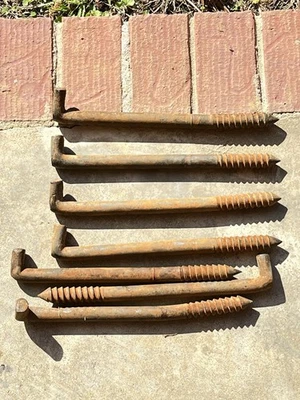 7 Vintage Telefonmasten 10" x 5/8 Stufen alte Eisen Jäger Isolatoren - Bild 1 von 2