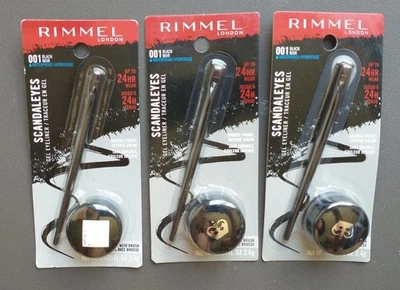 Paquete de 3 delineadores de ojos en gel Rimmel Scandaleyes sellados 0,08 oz impermeable 001 - negro Foto 1 de 2