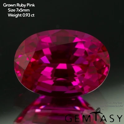 Cut stone - Ruby Pink Czochralski (Pulled) lab grown facet Oval 7x5mm 0.78-0.93c - Image 1 of 4