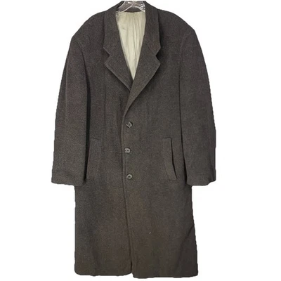 Chaps Ralph Lauren Mens 42L Gray Lambswool Overcoat Heavy Lined Classic - Image 1 of 4