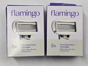 Flamingo Five Blade Razor Cartridges 8 pack X2 - Total 16 Cartridges New! - Picture 1 of 2