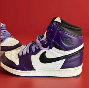 Air Jordan lila/weiß Leder Jordan 1 Retro High Court Sneaker Größe 6,5Y 😎 - Bild 1 von 10