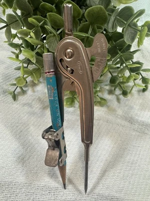 VTG Hani Adjustable Drawing Compass Taiwan 5.5” Metal Drafting Tool w/ Pencil - Image 1 of 4