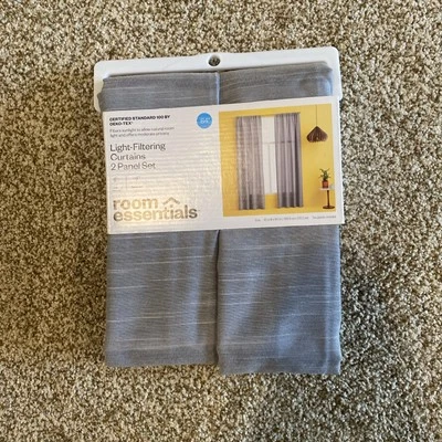 NEW Room Essentials Light Filtering Curtains 2 Panel Set 84"L 42"W Each Gray  - Image 1 of 2