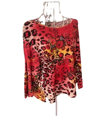 Jane Ashley Women's Casual Lifestyle Top Tunic 3/4 Sleeves, Multicolor, Size 1X - Image 1 of 3