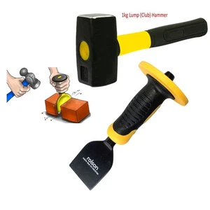 Concrete Breaker 2-1/4'' 57mm Brick Bolster with Guard & 1kg Lump Hammer - Picture 1 of 4