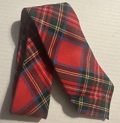 "Corbata escocesa escocesa STEWART ROYAL CLAN de colección años 60 100 % lana Escocia corta 54""" Foto 1 de 4