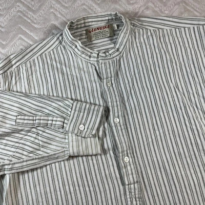 Camisa De Colección Gleneske Abuelo Para Hombres Grande Henley Verde Rayas Algodón Irlanda Foto 1 de 4