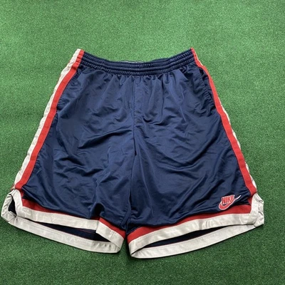 Винтажные мужские шорты Nike размер XL синие Y2K баскетбольные свуш чек вышитые - Изображение 1 из 4