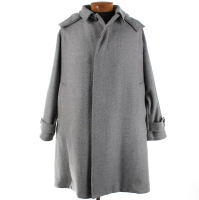 Abrigo con Capucha Caruso Nuevo con Etiquetas Talla 50C (48S EE. UU. 4XL) Ernani Gris Espiga Mezcla de Lana Foto 1 de 4