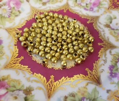 100 piezas de cuentas redondas de metal de latón crudo macizo de 6 mm de oro artesanal joyería hecha en la India Foto 1 de 4