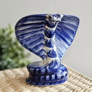 5" Gzhel Snake Cobra Symbol of Year 2025 Blue Ceramic Figurine Змея Гжель - Picture 1 of 4