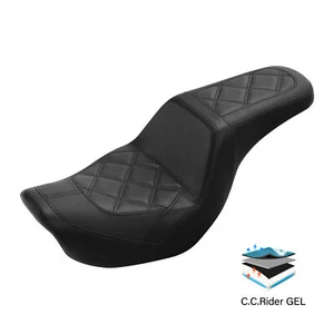 Asiento de gel para conductor y pasajero apto para Harley Dyna Low Rider 2006-2017 negro - Imagen 1 de 11