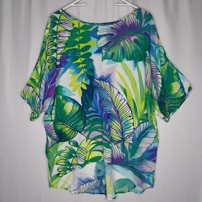 Джемы мира холодные плечи Топ женщин средний зеленый фиолетовый короткий доломан рукав 90-х - Изображение 1 из 4