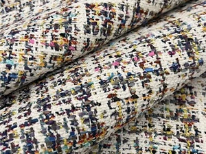 Gaston y Daniel Mingled Boucle Tweed Fabric- Tuch / Blanco 3.50 yds GDT5590.002 - Picture 1 of 4