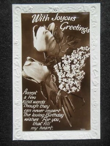 Tarjeta de cumpleaños vintage (c1920-30s) fotografía real en tonos sepia - sin usar, en muy buen estado #41 - Imagen 1 de 2