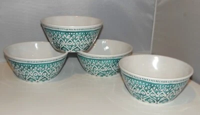 TarHong Pala Azul y Blanco Floral Melamina Cereal Ensalada Postre Cuenco Juego de 4 Foto 1 de 4