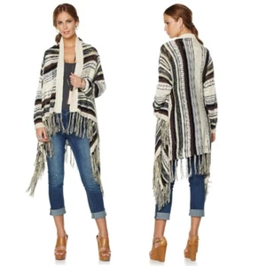 La Fee Verte gestreifte Strickjacke mit Fransen 471146-J -NI- XL/1X - Bild 1 von 3