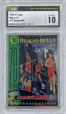 MICHAEL JORDAN 1996-97 TOPPS BULLS NBA AT 50 SILVER FOIL CSG 10 GEM #72 WINS 