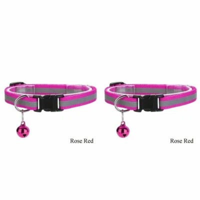 12可调节反光尼龙猫项圈铃适用于小猫小型狗小狗宠物 — 第 1/3 张图片