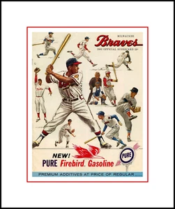MILWAUKEE BRAVES  MATTED PHOTO OF CLASISIC 1962 GAME PROGRAM COVER  - Picture 1 of 1