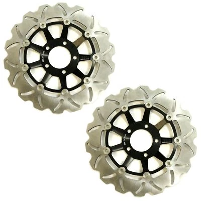 Par de discos de rotor de freno delantero ondulado Rezo para Suzuki GSX-R 1100 89-97 Foto 1 de 4