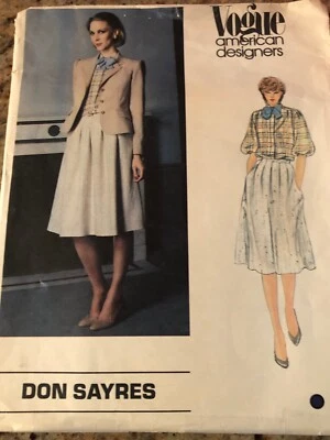 🌼 DISEÑADOR AMERICANO DE MODA #2728-DON SAYRES-CHAQUETA-FALDA-BLUSA-PATRÓN CORBATA 12 Foto 1 de 3