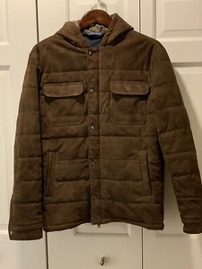 $2295 NEW PETER MILLAR Espresso EXCURSIONIST FLEX SUEDE HOODED BOMBER Jacket M - Picture 1 of 24