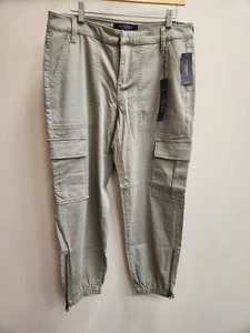 New LIVERPOOL Zip Hem Stretch Waist Cargo Jogger Sage Green Size 10/30 - Picture 1 of 15