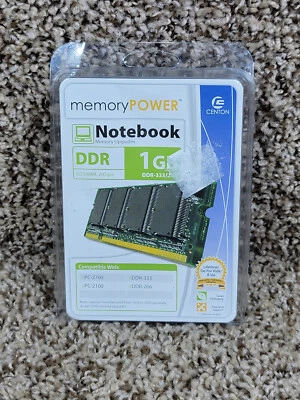 Centon Memory Power Notebook Memory Upgrade DDR-333/266 1GB 200 Pin NEW  - Image 1 of 2