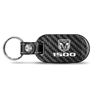 RAM 1500 Logo 100% Real Black Carbon Fiber Tag Style Key Chain - Picture 1 of 6
