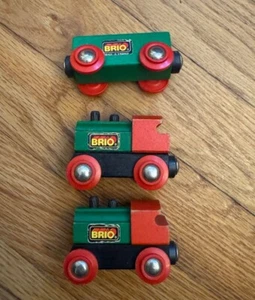 Brio Imaginarium 3PC Wood Train Set White Orange Black Magnetic Vintage - Picture 1 of 8